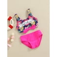 thumbnail image 4 of Girl´s Two Pieces Swimwear Suit, Letter Floral Print Front Twist Knot Vest Tops with Underpants, 4 of 10
