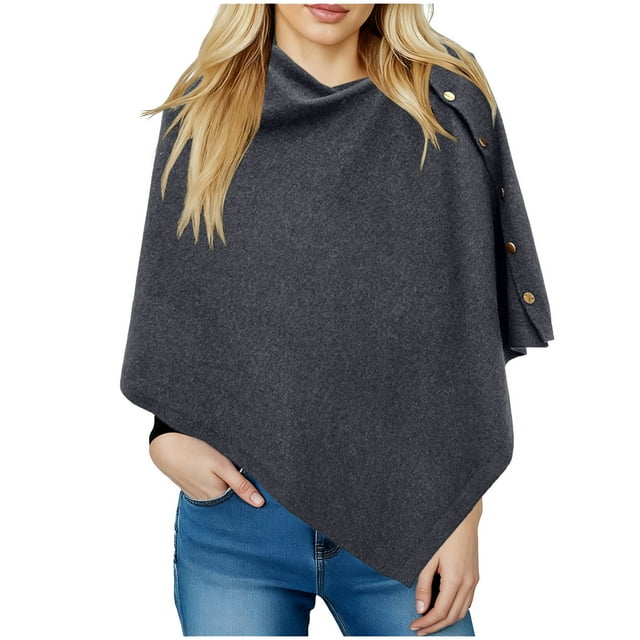 Capa larga con botones para mujer, chal para mujer, chal tejido, cárdigan, capa de lana, tops con hombros descubiertos, chales, bufanda, chal de color liso para mujer, ropa para muñecas
