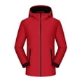thumbnail image 1 of hirigin Women Men Outdoor Plush Jacket Solid Color Long Sleeves Zipper Closure Hiking Hood Coat, 1 of 3
