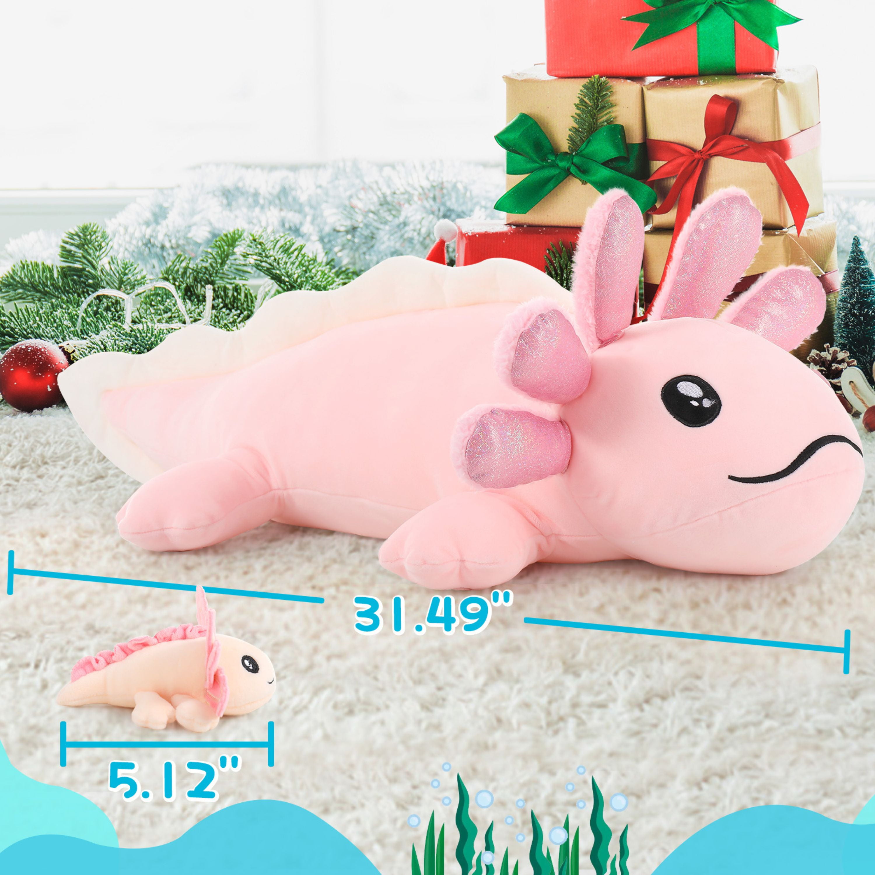 Tezituor 4Pcs Axolotl Stuffed Animal 31.5'' Giant Axolotl Plush with 3 Babies Plush Toy