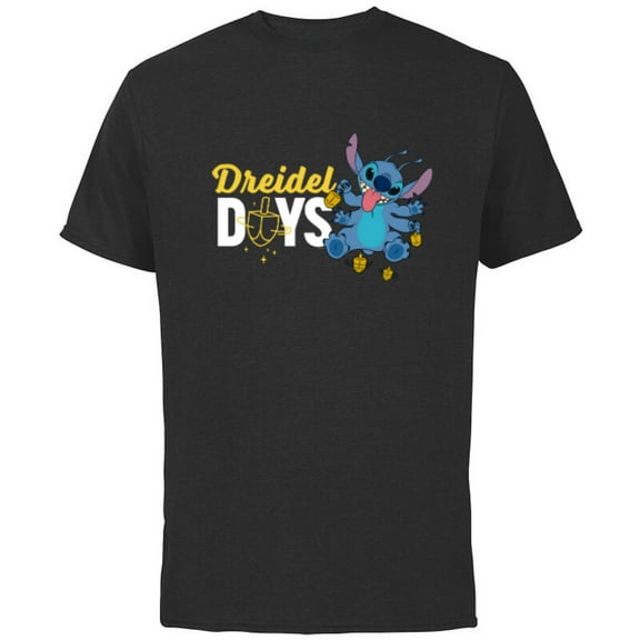 Disney Lilo & Stitch Dreidel Days - Short Sleeve Cotton T-Shirt for Adults - Customized-Black