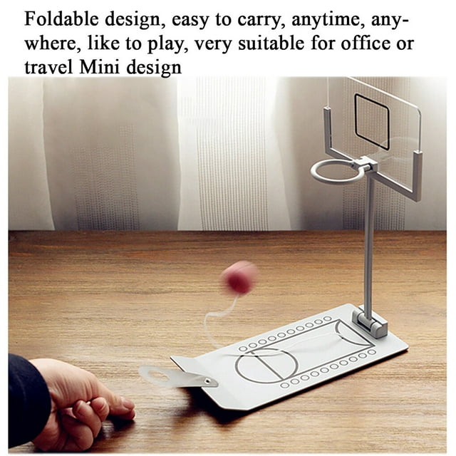 stanreset Basketball Machine Desktop Folding Shooting Machine Portable Basketball Game Set, Silver Rim