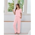 thumbnail image 3 of Ekouaer Womens Pajama Sets Viscose from bamboo Lounge Set Soft Pajamas for Women Set Short Sleeve and Long Pants Sleepwear, 3 of 6