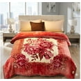 thumbnail image 2 of DBOZE Queen Size Heavy Korean Mink Fleece Blanket, Thick Soft Warm Winter Blanket, Single Ply Pink Peony Floral Design, 2 of 5