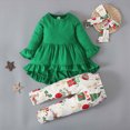 thumbnail image 2 of NOLDARES Baby Girl Clothes Toddler Girl Fall Outfit Long Sleeve Ruffle Shirt Cute Pant Clothing Sets(Green,5-6 Y), 2 of 9