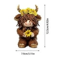 thumbnail image 3 of Highland Cow Brown Scottish Highland Cow Gnomes with Sunflower Resin Figurine Calf Gnome Herd Gnome Gifts for Farmhouse Table Home Garden Decorations, 3 of 6