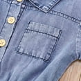 thumbnail image 6 of Girls Jumpsuit Summer Casual Short Sleeve Button Down Lapel Rompers Stylish Denim Jumpsuits Size 2 Y-3 Y, 6 of 7