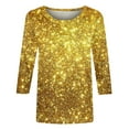 thumbnail image 5 of EQWLJWE - Blusa de lentejuelas brillantes para mujer, talla grande, manga 3/4, cuello redondo, brillante, personalizada, para salir de noche o cóctel (S-5XL), 5 of 5
