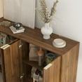 thumbnail image 5 of 55.1" Wide Modern Buffet Cabinet with Storage, Fluted Sideboard Cabinet with Adjustable Shelves, Wood Accent Cabinet Console Table for Living Roon Kitchen, Walnut, 5 of 8
