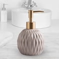 thumbnail image 3 of 2x Ceramic Soap Dispenser Pump, Portable Durable, Refillable Reusable, Lightweight Bottle for Bathroom Hotel, Home Decoration Shop Office Khaki White, 3 of 9