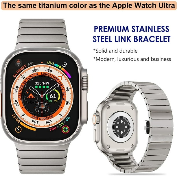 W Compatible for Apple Watch Ultra Band 49mm 44mm 45mm 42mm Series 8 7 Men,  Stainless Steel Band Metal Strap Wristband for Apple Watch iWatch Ultra SE 