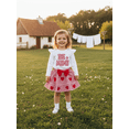 thumbnail image 4 of BemeyourBBs Toddler Baby Girl Valentine Outfit Spring Clothes Long Sleeve Crew Neck Letters Heart Embroidery T-shirt Tops and Heart Ruffle Skirt Set, 4 of 9