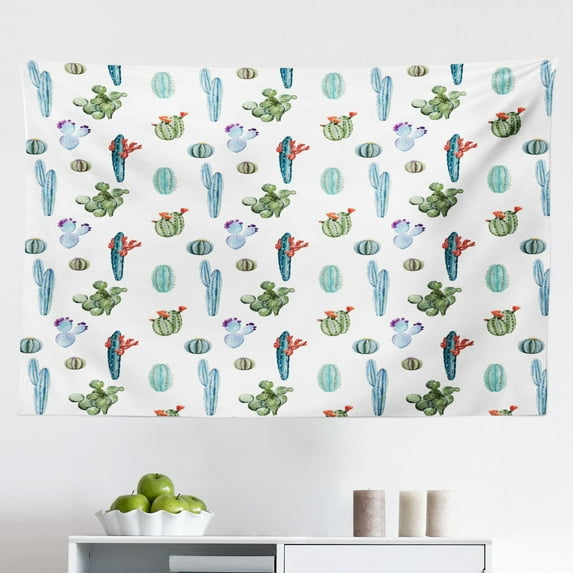 Cactus Tapestry, Print Cartoon Like Cactus Design with Oriental Effects Art Image Print, Fabric Wall Hanging Decor for Bedroom Living Room Dorm, 2 Sizes, Multicolor, by Ambesonne