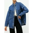 thumbnail image 3 of EMMIOL Women's Y2K Oversized Denim Shirt Jacket Long Sleeve Button Down Distressed Jean Blouse 2026 Spring Trendy Casual Denim Top, 3 of 6