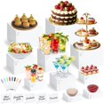 thumbnail image 1 of Buffet Risers Qinzave, acrílico blanco con miniletrero, 10 unidades, 1 of 8