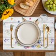 thumbnail image 4 of Bunny Easter Placemats Set of 6, Spring Floral Pastoral Wooden Placemats for Dining Table, Place Mats for Kitchen Tabletop, Waterproof Wipeable Dining Table Mats Set, 4 of 9