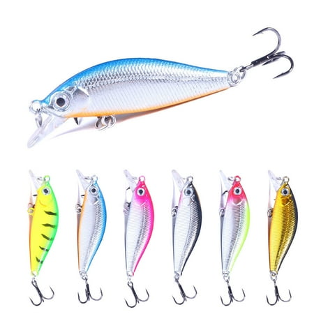 HENGJIA Fishing Lures Hard Bait Minnow VIB Lure with Treble Hook Life-Like Swimbait Fishing Bait Popper Crankbait Sinking Lure for Trout Bass Walleye Redfish 6PCS