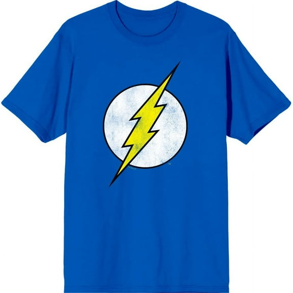 The Flash Thunderbolt Logo Men's Blue Crew Neck Short Sleeve Tee-Medium