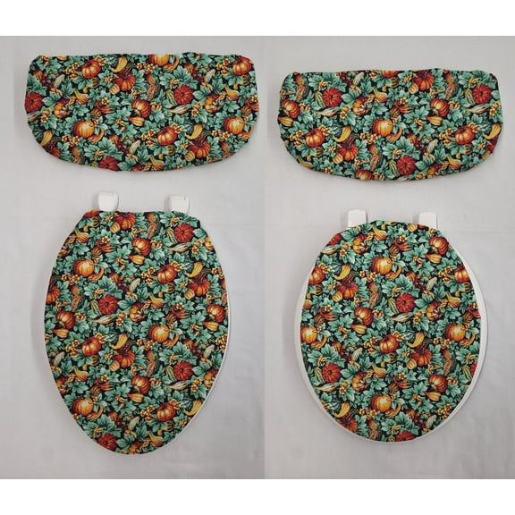 Pumpkins & Gourds Toilet Seat Lid and Tank Cover Set by Penny's Needful Things (Small Pumpkins & Gourds)