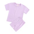 thumbnail image 2 of Emy Dola Girls Summer Outfits Cotton Solid T-Shirt Short Sleeve Tops and Biker Shorts Set Kids Clothing Sets 3-12 years, 2 of 9
