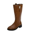thumbnail image 2 of Miluxas Women's Knee High Boots Square Toe Chunky Low Heels Zipper Tall Boots Brown 7(39), 2 of 9