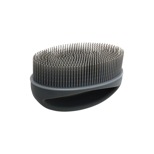 Bewildely Cepillo de ducha corporal, depurador corporal de silicona de mano para cepillar, cepillo de limpieza de baño exfoliante para hombres Juegos de accesorios de baño gris Bewildely HA044727-01
