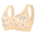 thumbnail image 3 of Byworldtasic Plus Size Front Closure Floral Bra for Women Wirefree Breathable Cotton Wide Strap Comfort Everyday Sleep Bra, 3 of 9