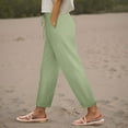 thumbnail image 2 of vigerkar Cotton Pants Women Lightweight Summer Petite Beach Pants Elastic Drawstring Waist Vacation Pants with Pockets Daily Casual (Light Green, XL), 2 of 6