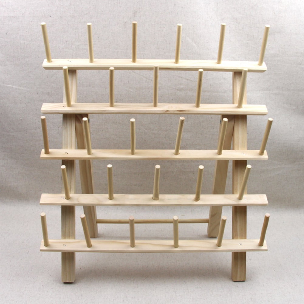 Hardwood 28 Spool Thread Rack with Wall Hanging Hardware for Sewing