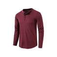 thumbnail image 2 of Henley Shirts for Men Slim Fit Long Sleeve Waffle Shirt Fashion Front Placket Crewneck Pullover Tops Tee, 2 of 3