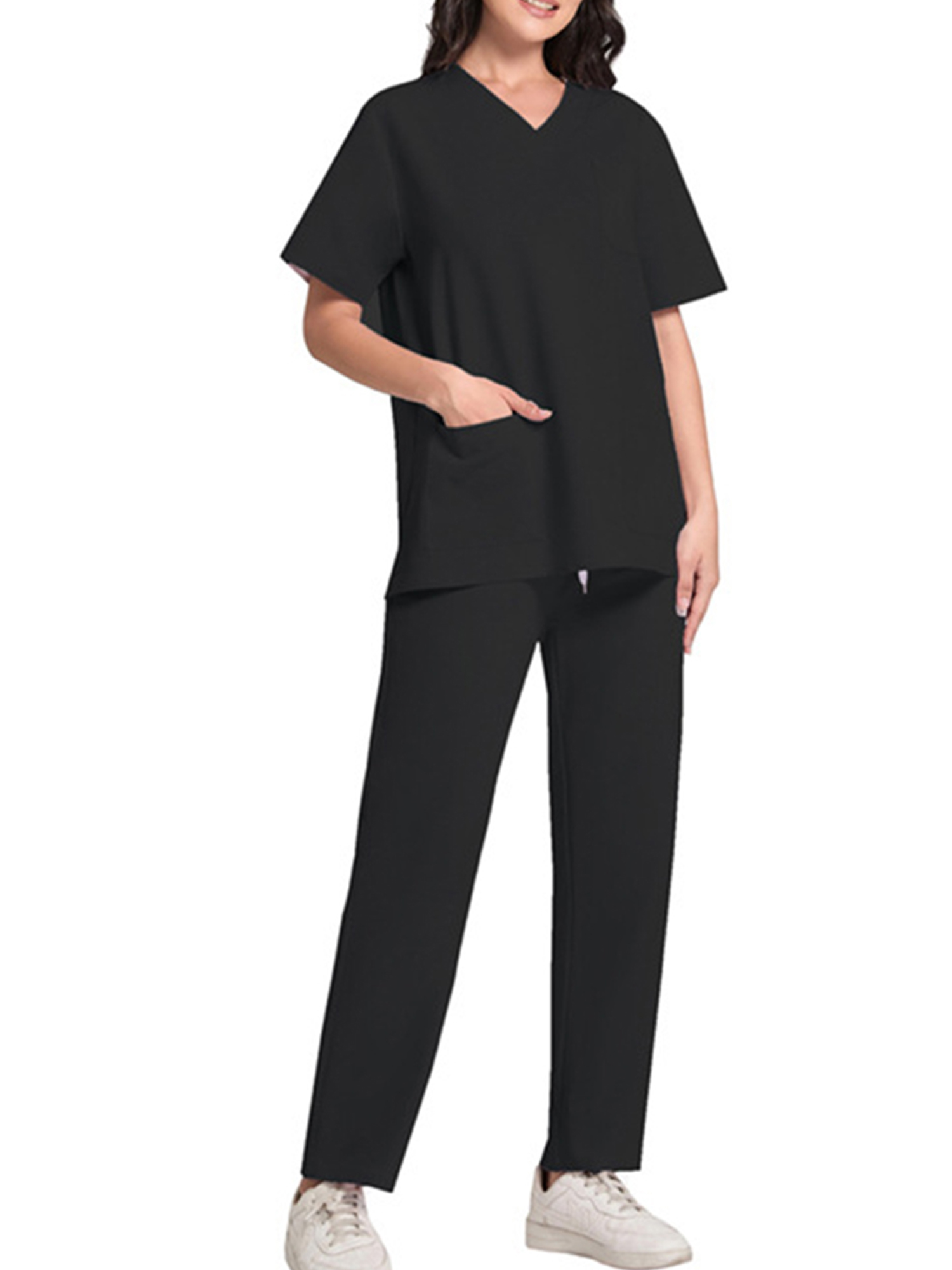 ZNU Womens Medical Scrubs Doctor Uniform Trousers Set Nurse Dentist