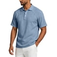 thumbnail image 4 of Fabrcox Men's Short Sleeve Polo Shirts Collared Henley Linen Shirt for Men Breathable Relaxed Fit Outdoor Vacation Athletic Mens Golf Shirts Blue M, 4 of 8