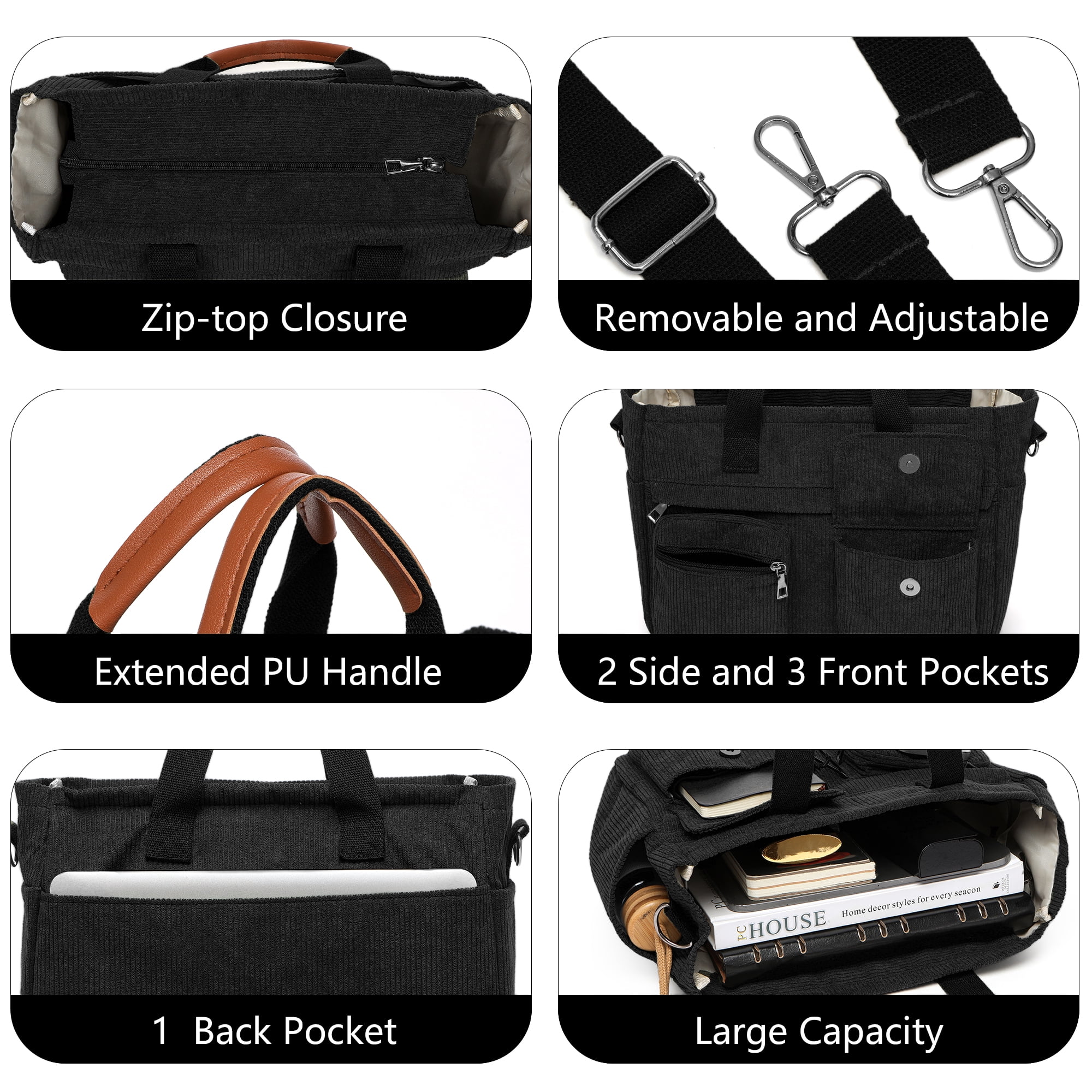 2-Piece Women's Corduroy Bag Set: Stylish Laptop Tote + Multi-Functional Crossbody Bag – Large-Capacity Work/Travel/Gym Bag