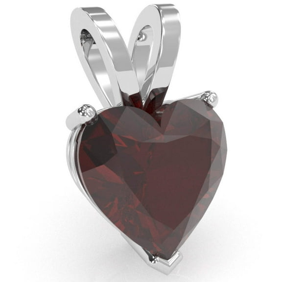 Garnet Heart Solitaire Pendant In 14k White Gold