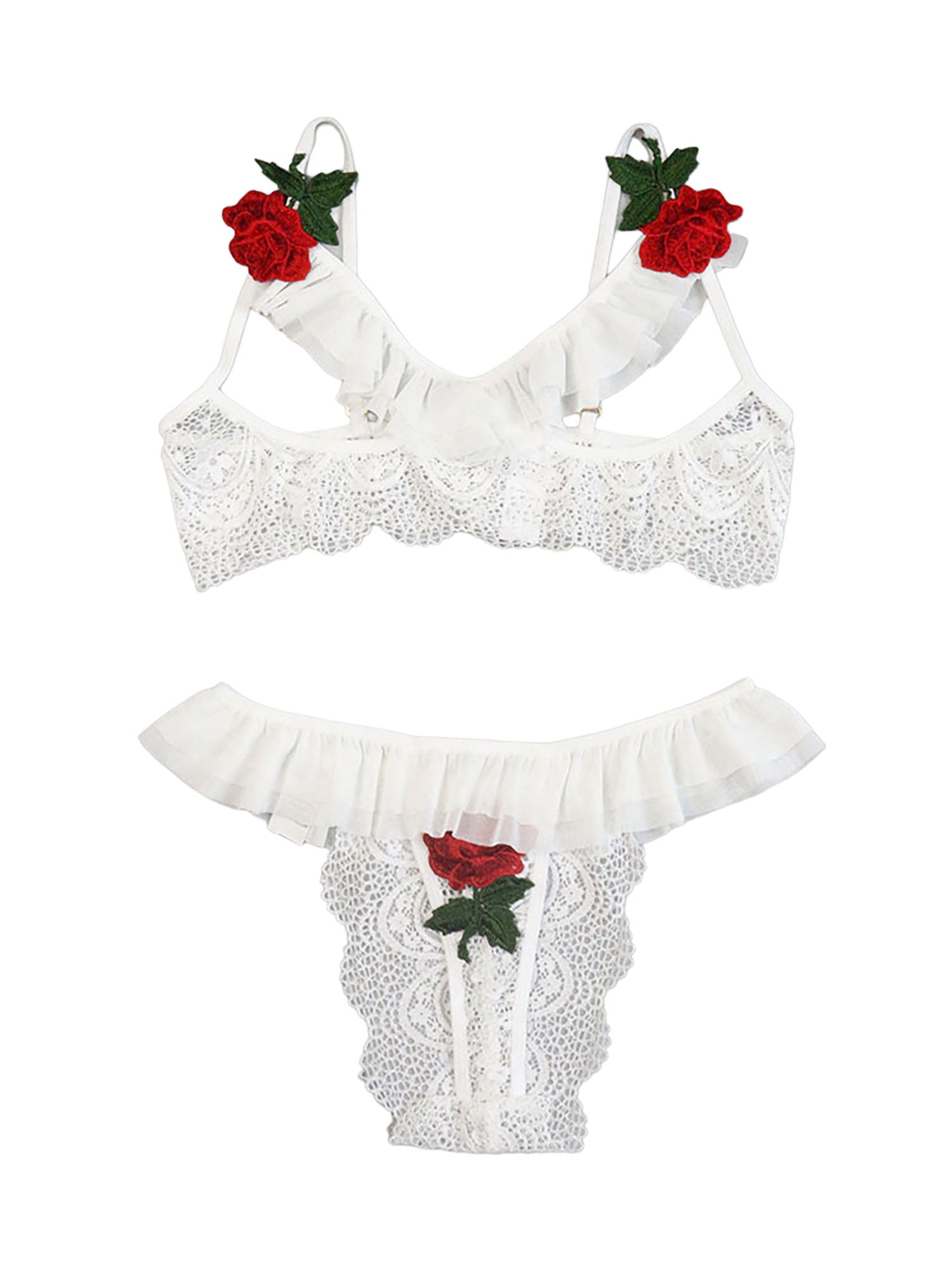 Aolity Women's Floral Lace Cut Out Underwire Bra and Criss Cross Panty  Lingerie Set G String Thong Underwear Nightwear White : :  Clothing, Shoes & Accessories