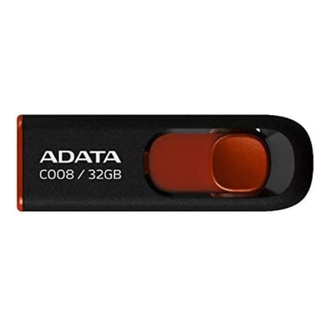 Adata C008 32GB USB 2.0 Retractable Scratchproof and Dirt-Repellent Flash Drive with Strap Hole (Red) Bundle with USB 3.0 to USB-C Adapter (50-Pack)
