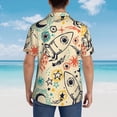 thumbnail image 4 of Xecao Rockets Pattern Men's Hawaiian Shirt with Button Front and Chest Pocket Classic Short Sleeve Beach Vacation Shirt,Large, 4 of 7