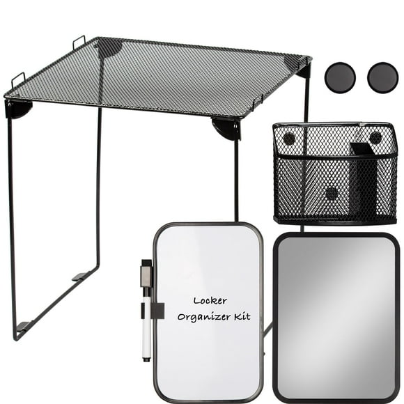 Kit organizador de casilleros Svartur negro con estante, espejo y pizarra blanca