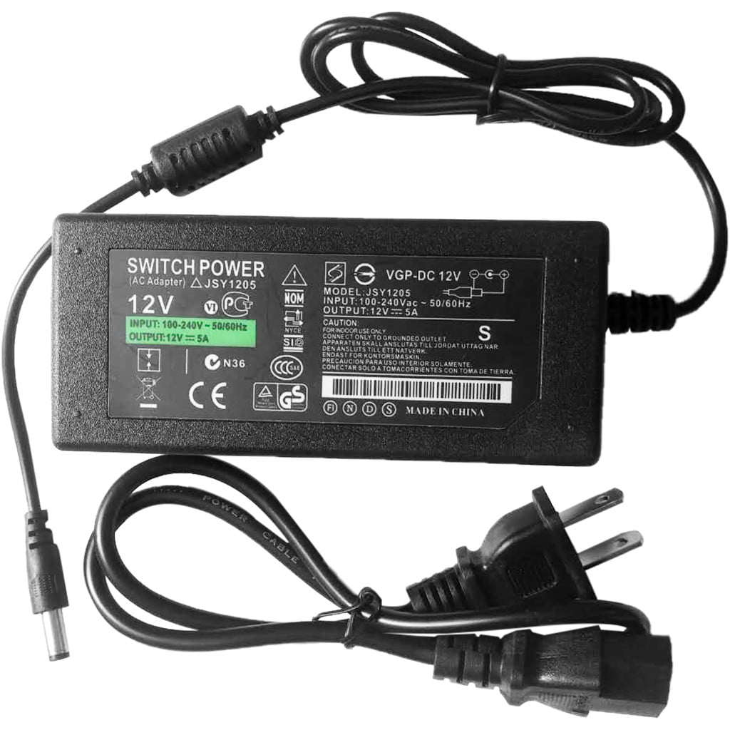 12V 5A 60W Power Supply AC to DC Adapter for 5050 3528 Flexible LED Strip Light,