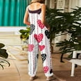 thumbnail image 4 of Fgvctg Valentine's Day Womens Jumpsuits Wide Leg Pant Fashion Overall Love Heart Print Sleeveless Spaghetti Straps Jumpsuits Romper Bib Overalls Plus Size Sprimg Pant With Pockets Vermilion 2XL, 4 of 4