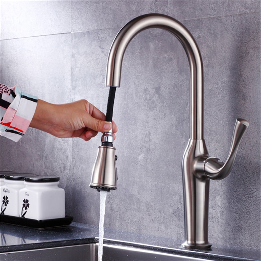 Kepooman 7505 Kitchen Bathroom Faucet, Kitchen Sink Faucet with Pull Down Sprayer, Home Single Handle High Arc Pull out Faucet Kepooman 7505 Kitchen Bathroom Faucet, Kitchen Sink Faucet with Pull Down Sprayer, Home Single Handle High Arc Pull out Faucet