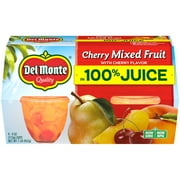 (4 Cups) Del Monte Cherry Flavored Mixed Fruit Cups, 100% Juice, 4 oz