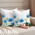 thumbnail image 2 of Spring Floral Pillow Covers 2 Pack Blue Yellow Watercolor Poppy Pillowcase Waterproof Outdoor Throw Pillow Cover for Patio Garden Square Cushion 16”x16”, 2 of 9