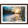 thumbnail image 5 of Art.com Winter Forest River Snow Sunset Scene. Snow Covered River in Winter Forest Sunset View. Sunset Snow Photographic Print, Brown Frame Wall Art, 44" x 32", 5 of 5