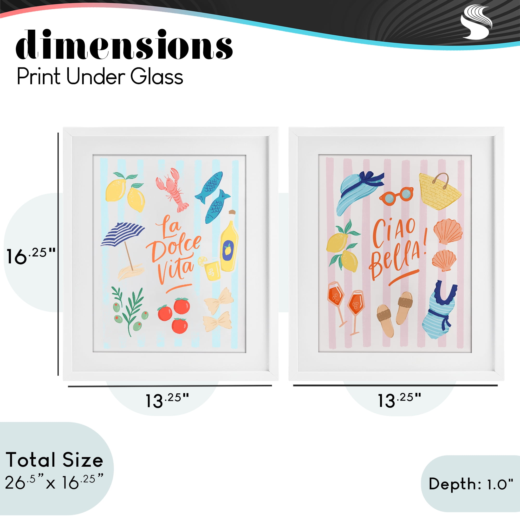 Stupell Industries Summer Italian Vacation 2 Piece White Framed Print Under Glass Set, design by Sandra Picco