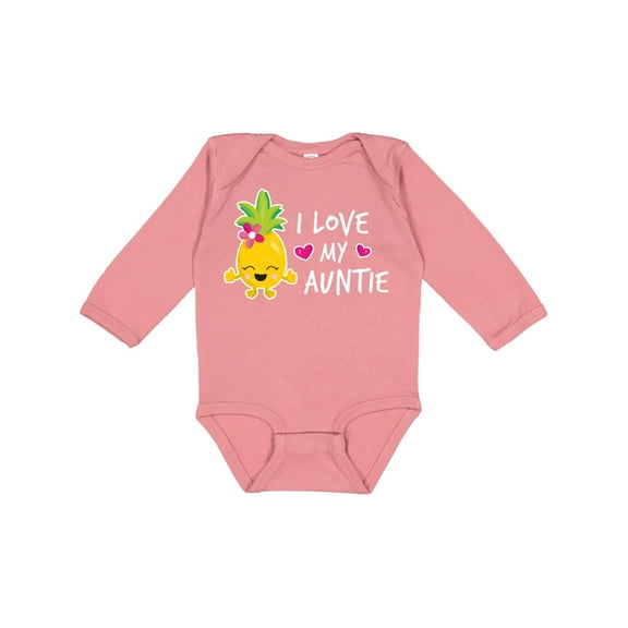 Inktastic I Love My Auntie with Pineapple Girls Long Sleeve Baby Bodysuit