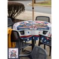 thumbnail image 5 of Outdoor Tablecloth with Umbrella Hole for Patio/Picnic/Party/Camping, Independence Day Truck Waterproof Table Cloth Square Cover Washable, Blue Star Firework 4th of July Wood (54"x 54"), 5 of 9