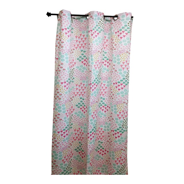Cortina Deco 135x220 cm Blackout Rosa con Flores