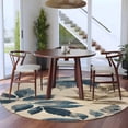 thumbnail image 4 of Vintage Palm Leaf Round Area&nbsp;Rug 8ft Blue Brown Tropical Plant Non-Slip&nbsp;Washable Circle Rugs Soft Felt Indoor Floor Mat for Bedroom Kitchen Living Room Bathroom, 4 of 9