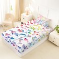 thumbnail image 5 of Manfei Cartoon Rainbow Twin Sheets, Ink Love Heart Leaf Bedding, Pastel Multicolor, 3pcs, 1 Flat Sheet, 1 Fitted Sheet and 1 Pillowcase, 5 of 6